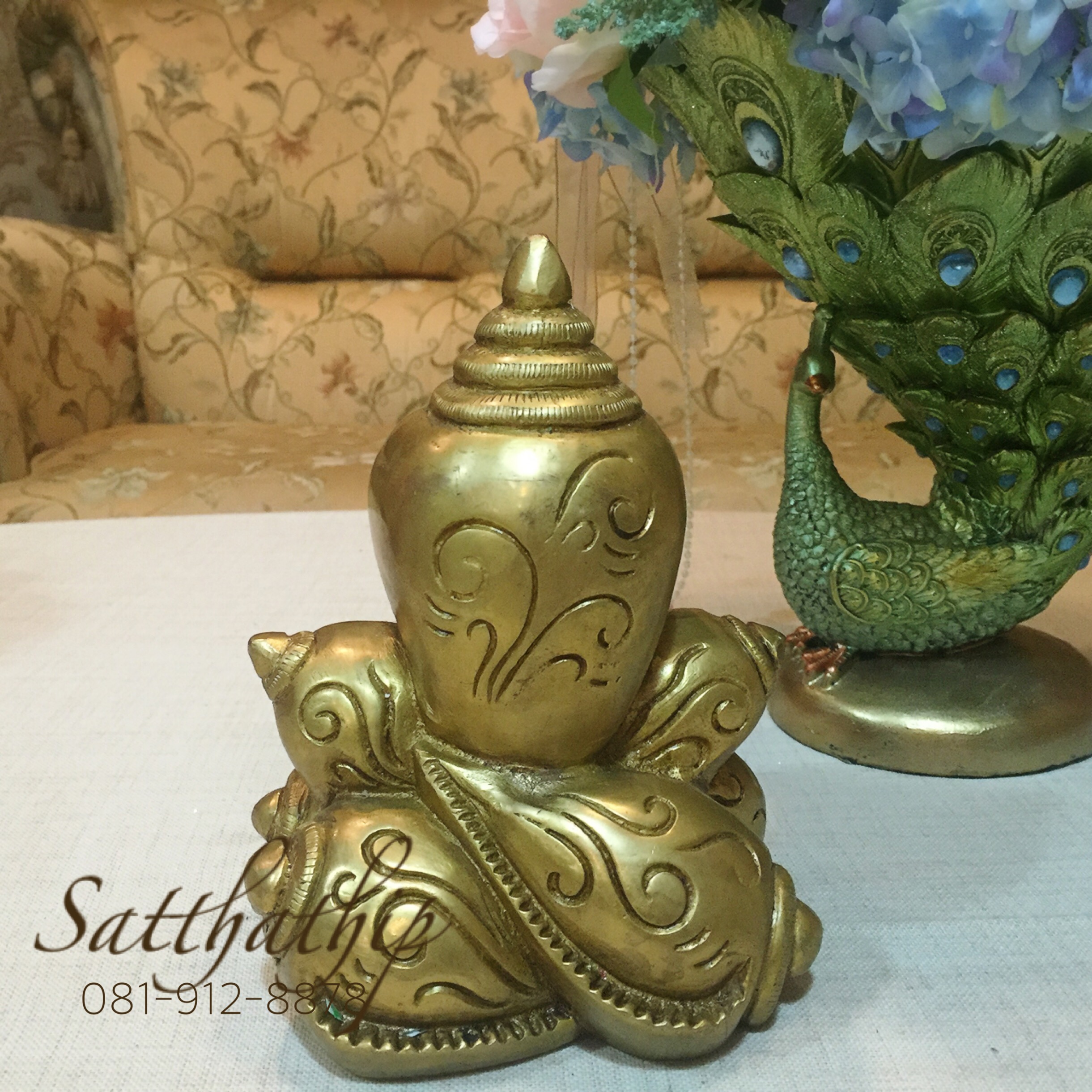พระพิฆเนศ ปางหอย (ทองเหลือง) ผลิตและนำเข้าจากอินเดีย - Ganesha: Lord of Success