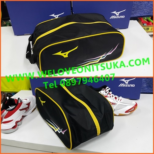 กระเป๋าใส่รองเท้า Mizuno สีดำขลิปเหลือง สีสวย เบา น่าใช้ 33TM730194