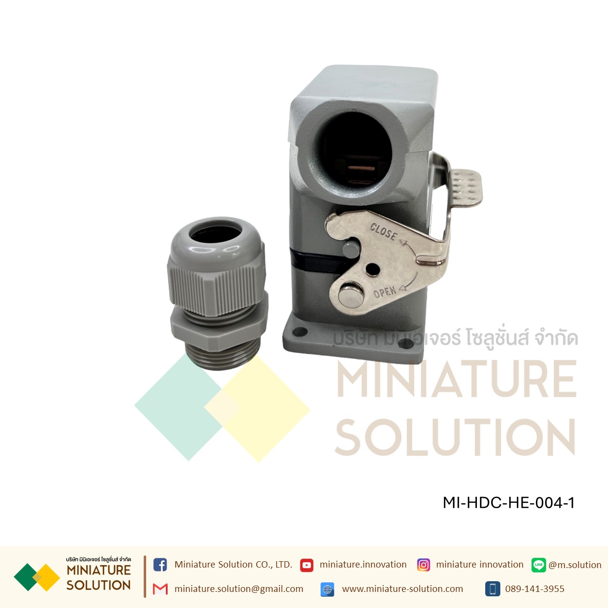 ปลั๊กเชื่อมต่อใช้สำหรับงานหนัก Heavy Duty Connectors Power แบบขันสกรู 16A 500V HDC-HE-4/6/10/16/20/24/32/48 Core กันน้ำ