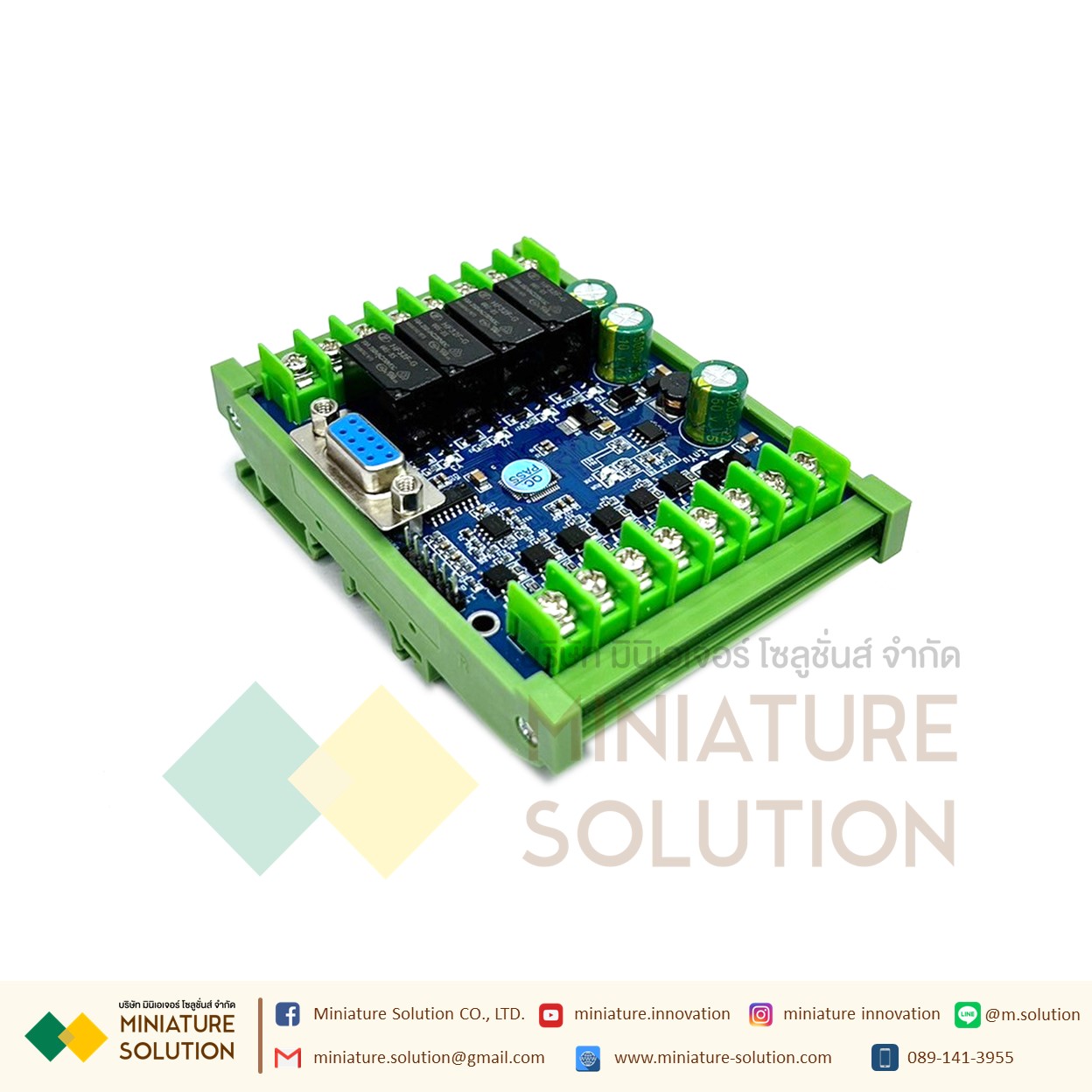 PLC FX2N - 10MR บอร์ดควบคุมการตั้งโปรแกรมใช้ในงานอุตสาหกรรม พร้อมฐานยึดราง