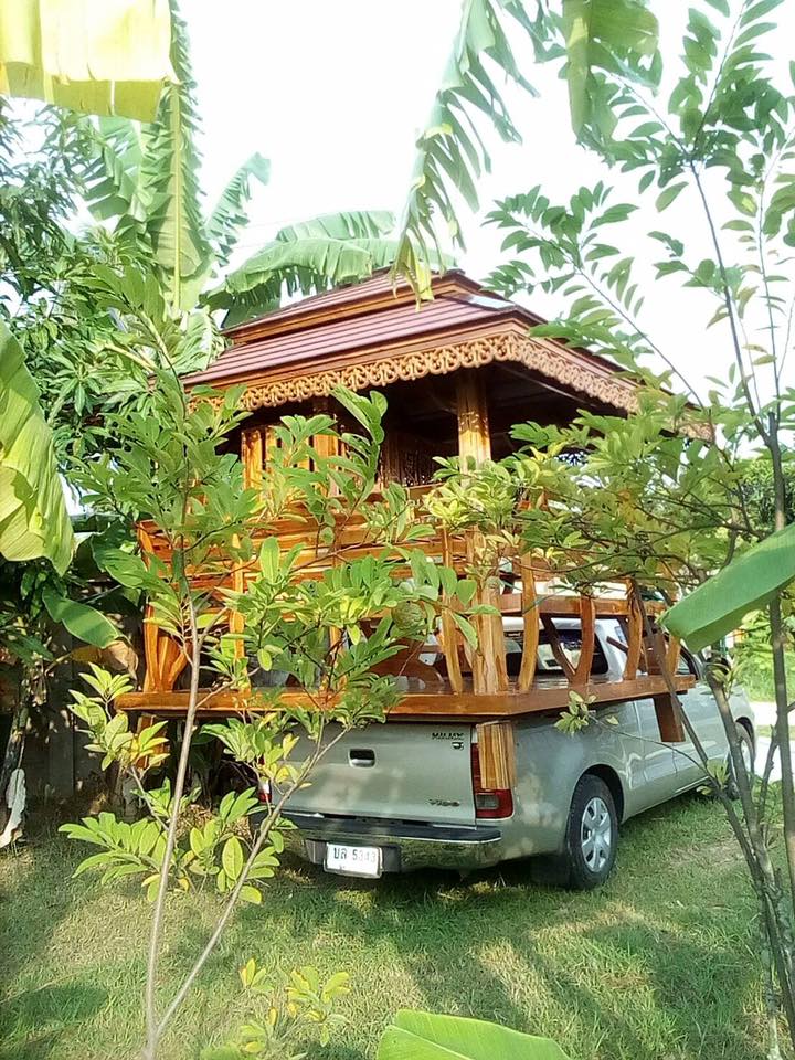 ( รหัส A1 ) ศาลา บาหลี ไม้สัก แบบทาสีด้าน หลังนิว / ขนาด 2.00x2.00x3.00 เมตร