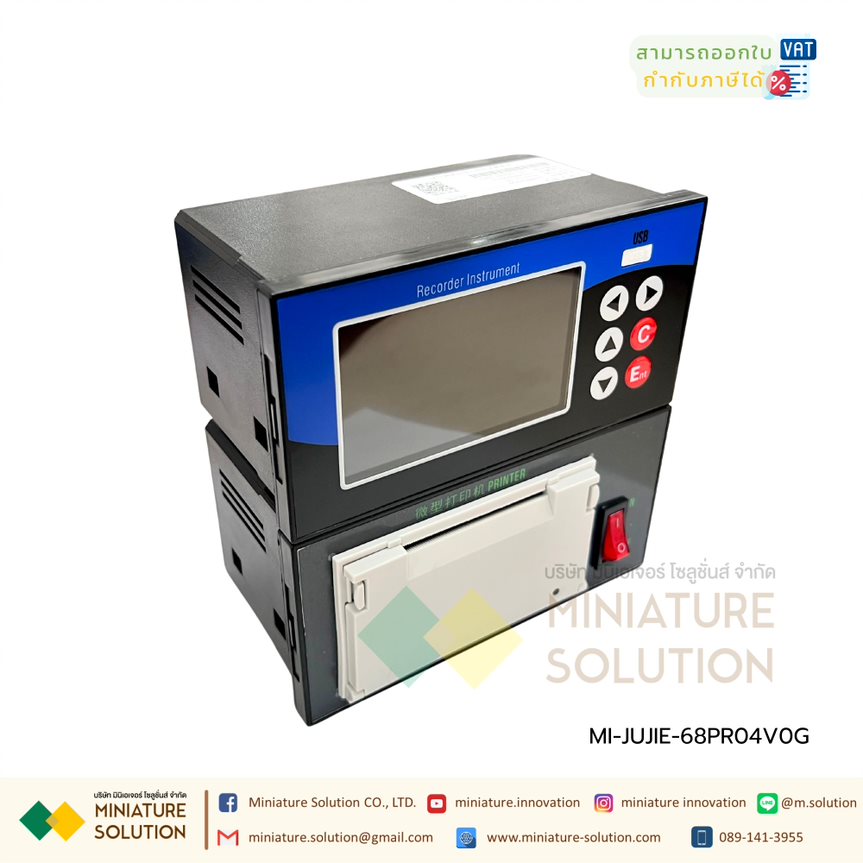 GT68R JUJIE เครื่องบันทึกข้อมูลดิจิตอล Recorder Temperature RTD Pressure Current Voltage Data Logger 4-20mA 0-5V Analog RS485 ปริ้นข้อมูลได้ Printing integrated 4 channels + standard 485