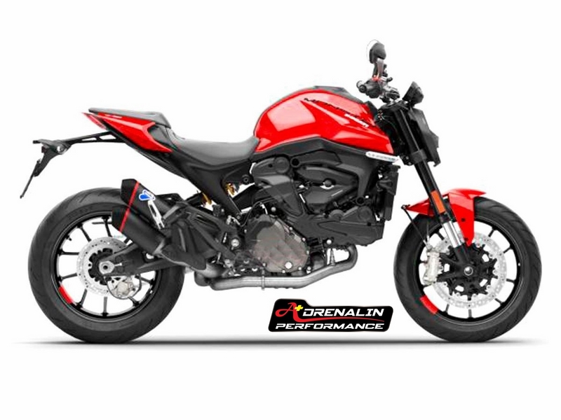 ท่อคู่ Racing termignoni สำหรับ Monster 937 ducati performance ท่อดำปากคาร์บอน พร้อมคอกลาง แทนที่แคต (For Exhibition only)