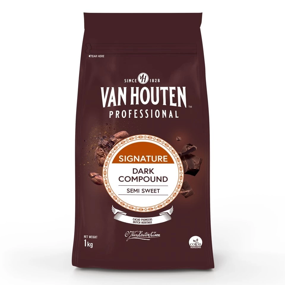 Van Houten Semi Sweet Dark Compound Chocolate Coins ช็อคโกแลตอมพาวด์แบบเหรียญ 1 kg. (05-6998)