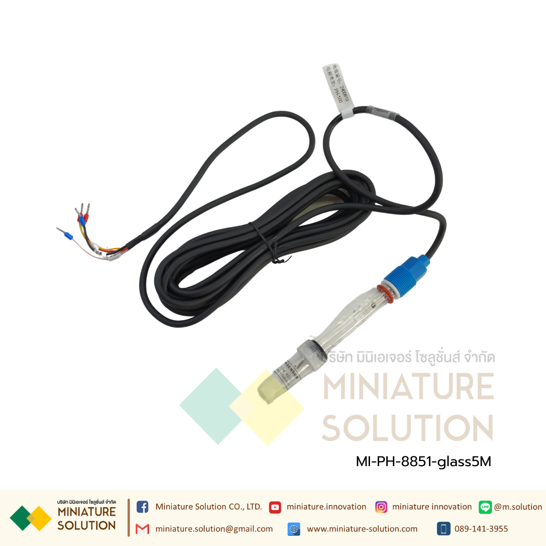 เซนเซอร์ PH สำหรับ Controller รุ่น PH-8851 High temperature glass electrode (5m temperature compensation)