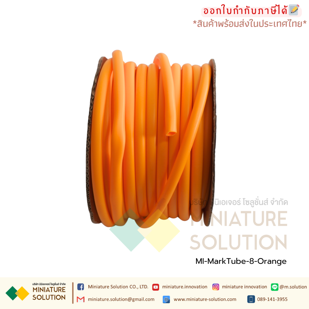 ปลอกสายไฟ PVC Marking Tube เบอร์ 1/1.5/2.5/4/6/8 Dimeter 2.8/3.2/3.6/4.2/5.2/6.2 mm (30/40/45/55/60/80m/Roll) สีเหลือง/สีส้ม