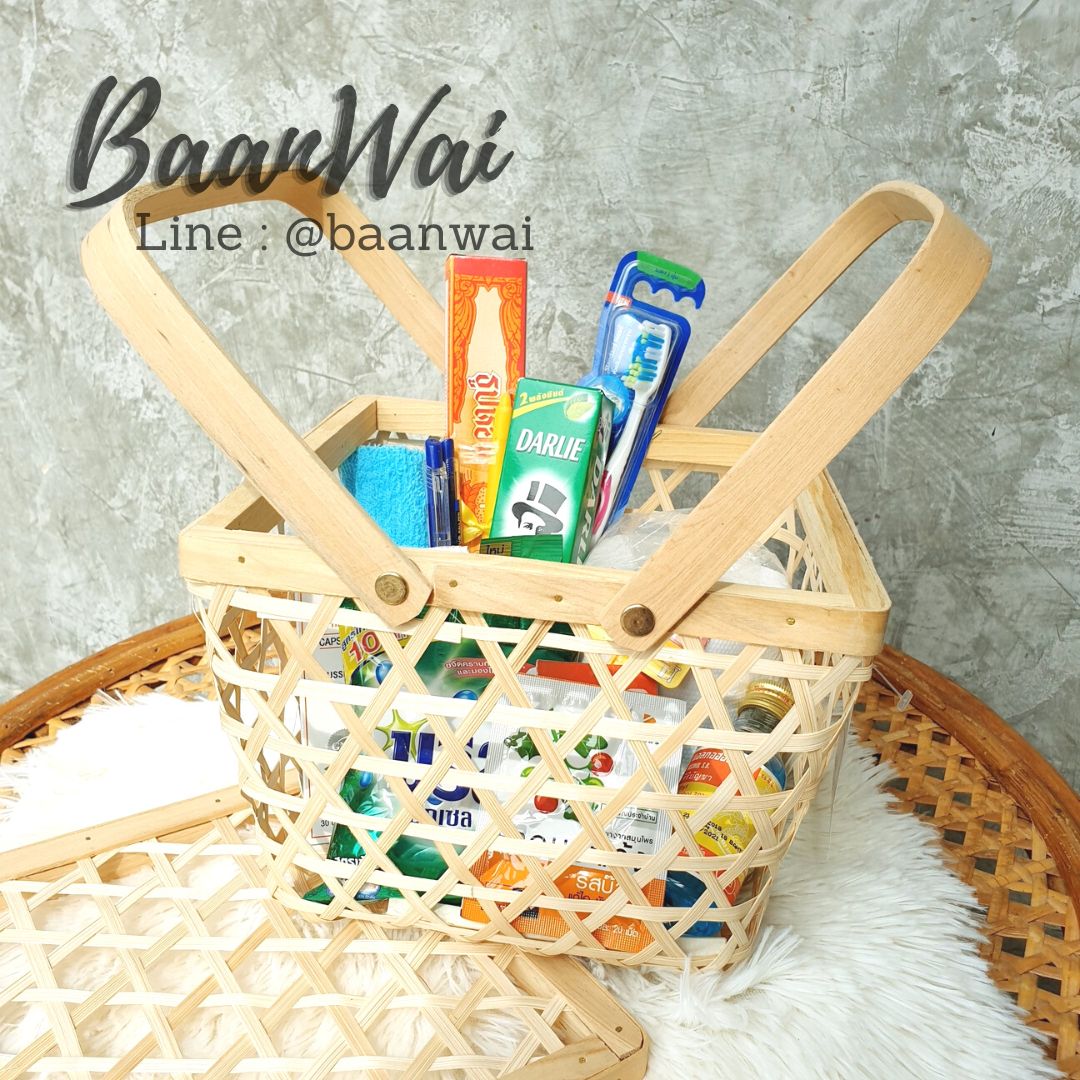 ชะลอมกระปุก ชะลอมปิ่นโตไม้ไผ่ ขนาด 8*7 นิ้ว