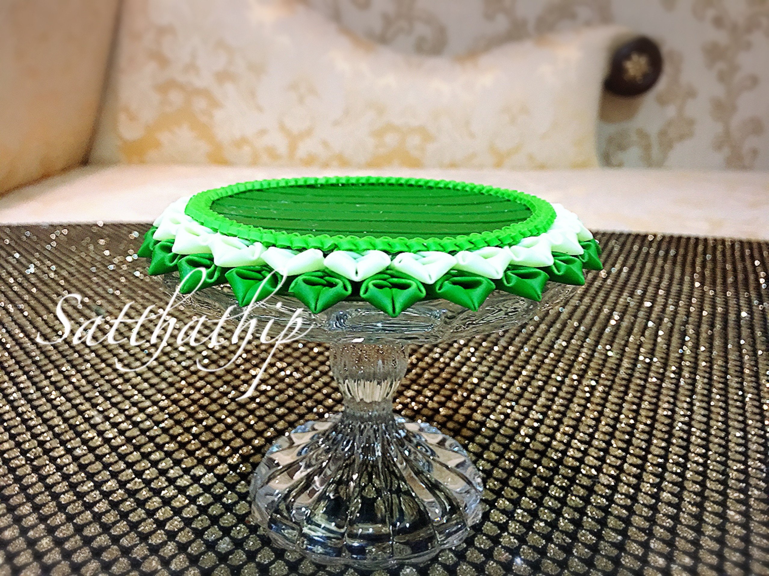 ชุดถาดใบตอง ประดิษฐ์จากดิน พร้อมพานแก้ว - พานใบตอง - Tray