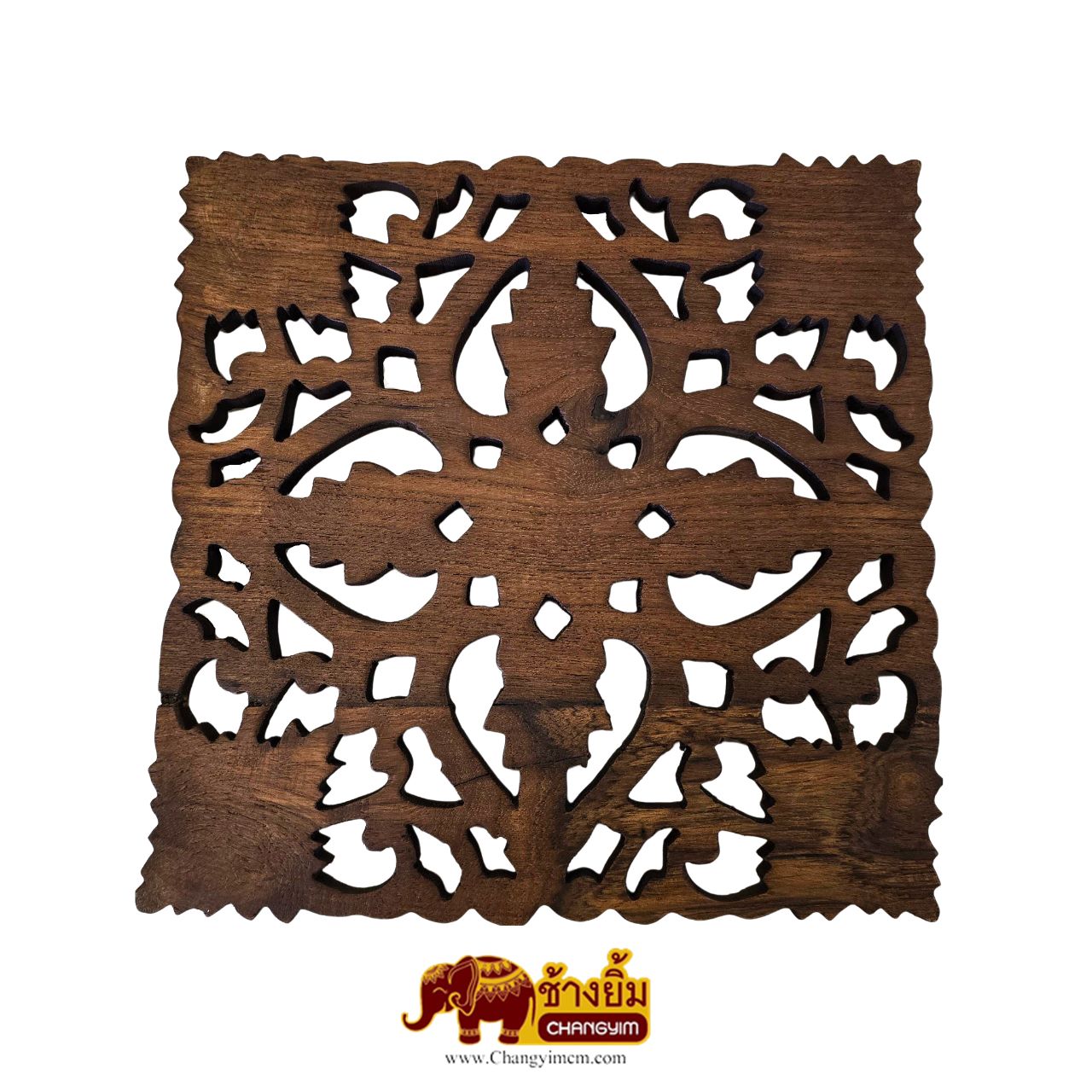 แผ่นไม้แกะสลักรูปดอก ( 12" )