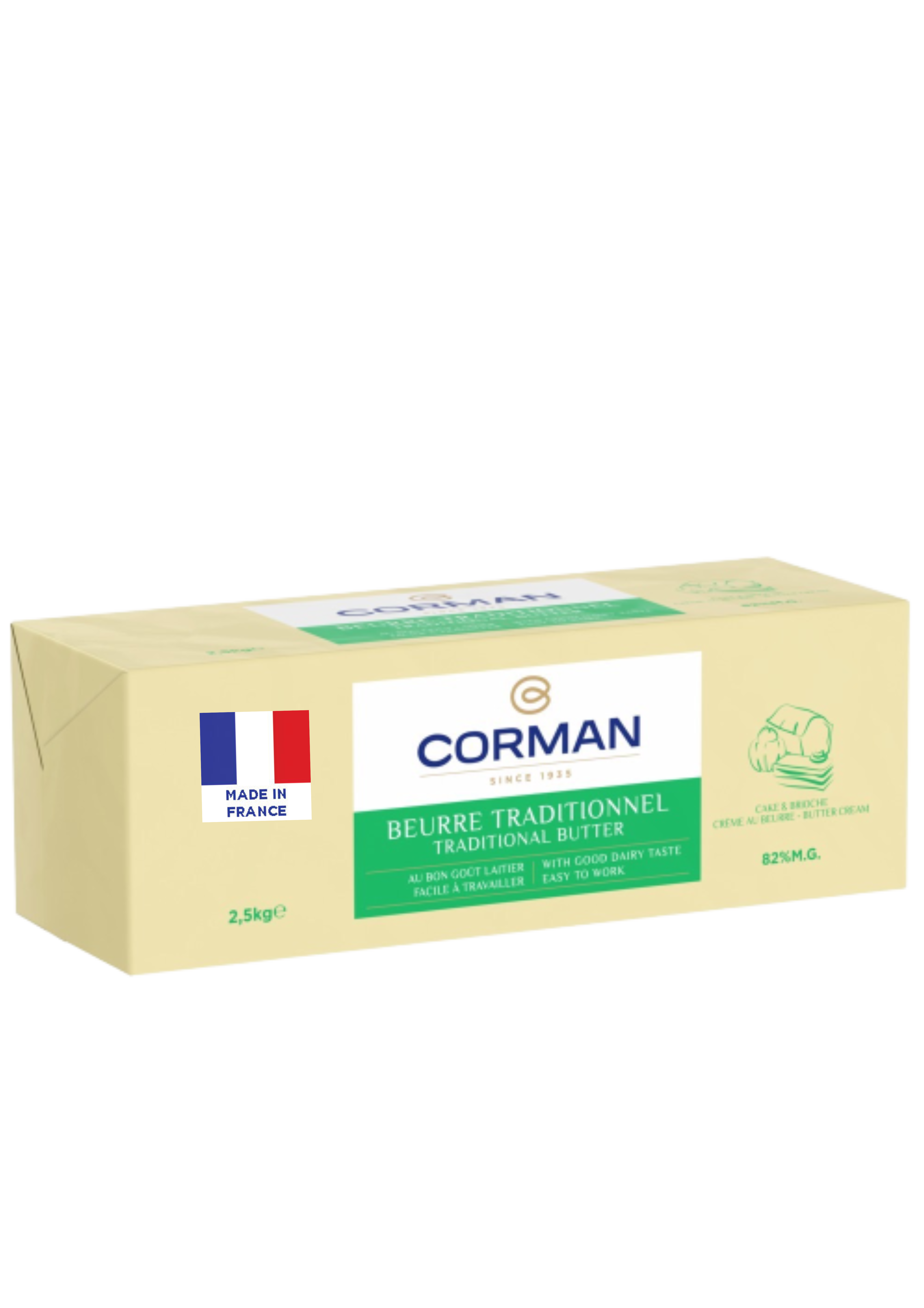 Corman Traditional Butter Unsalted 2.5 Kg. เนยสด Corman 82 % Fat ชนิดจืด (02-7306)