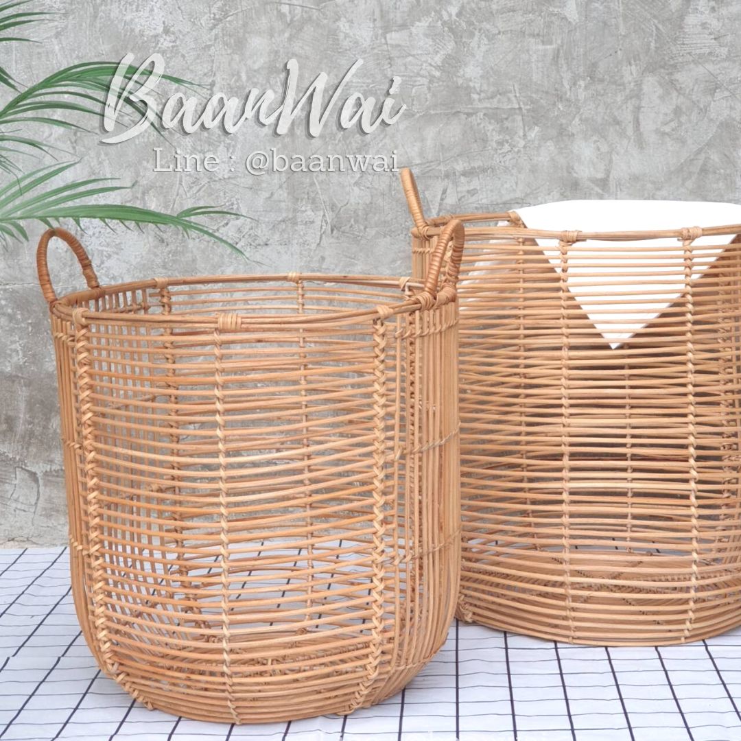 ตะกร้าหวาย ตะกร้าหวายโครงเหล็ก ตะกร้าอเนกประสงค์ ตะกร้าใส่ผ้า ตะกร้าใส่ต้นไม้