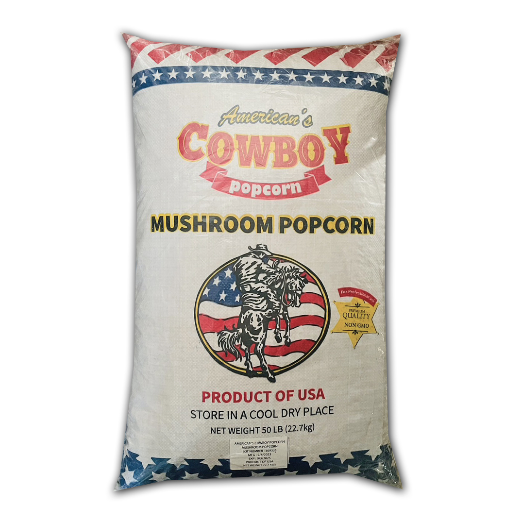(กระสอบ) เมล็ดข้าวโพดป๊อปคอร์นมัชรูม ตรา Cowboy Mushroom Popcorn Kernels 22.7 Kg. (08-8203-12)