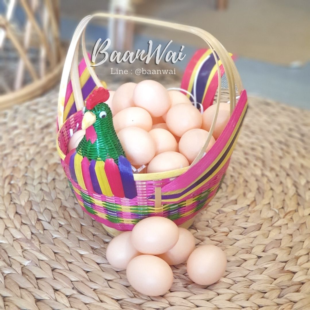 ตะกร้าไก่ ตะกร้าใส่ไข่ ตะกร้าไม้ไผ่ ตะกร้าไม้ไผ่สานทรงไก่ (Random)