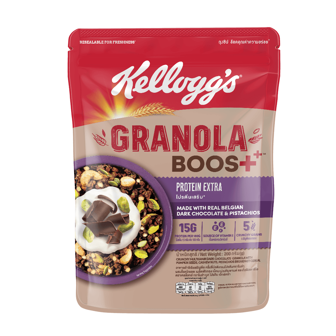 Kellogg's Granola Boos+ Protein Extra เคลลอกซ์ กราโนล่าบูสท์ โปรตีนเอ็ซ์ตร้า 200 g. (05-9139)