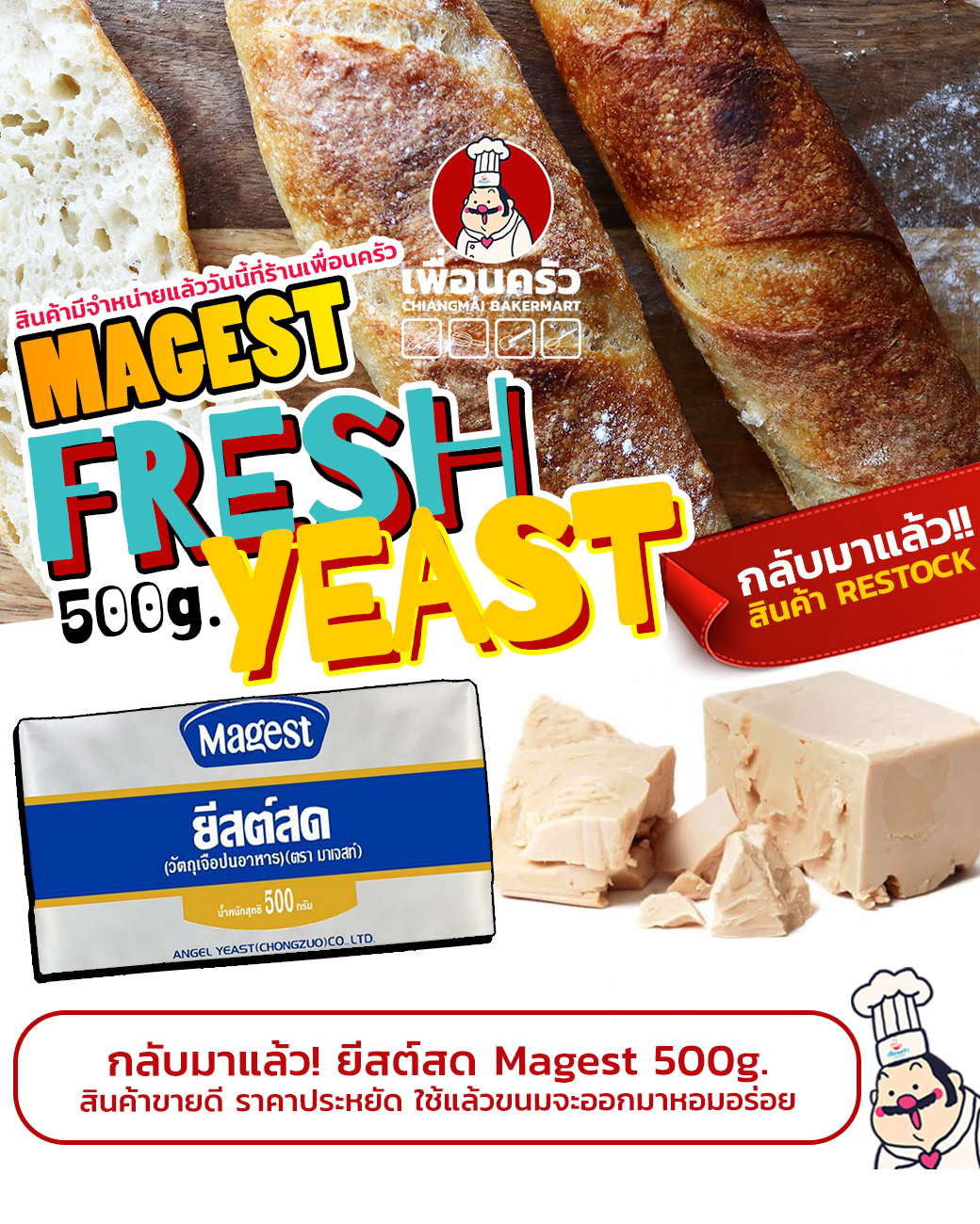 Magest Fresh Yeast Gold ยีสต์สด 500 g. (05-7879) แช่เย็นเท่านั้น สำเนา