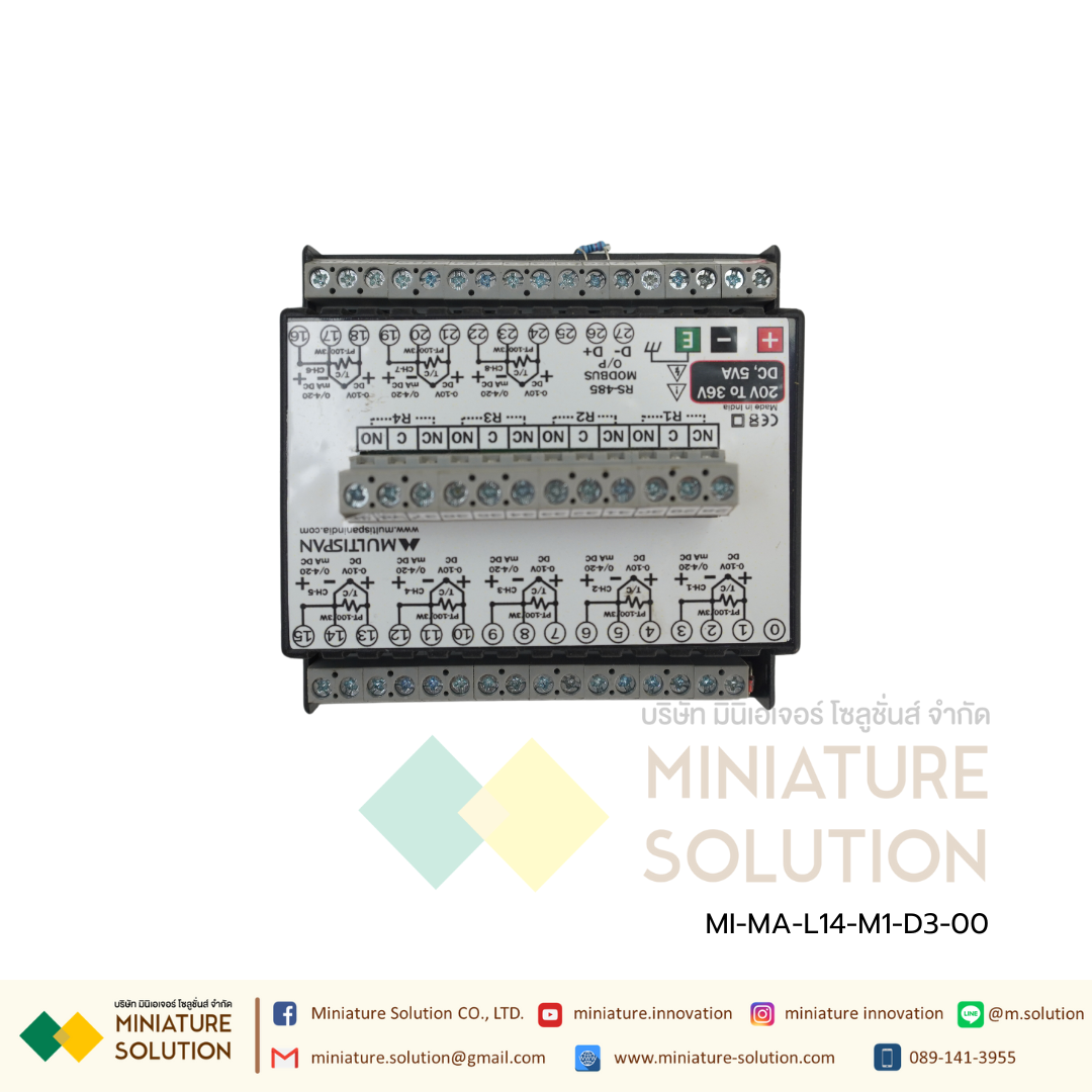 MS-L14-M1 Scanner -8 Channel with RS-485 MODBUS Input J/K/Pt-100/4-20mA DC/0-10V DC/0-20mA DC Selectable 4 Relay 24VDC