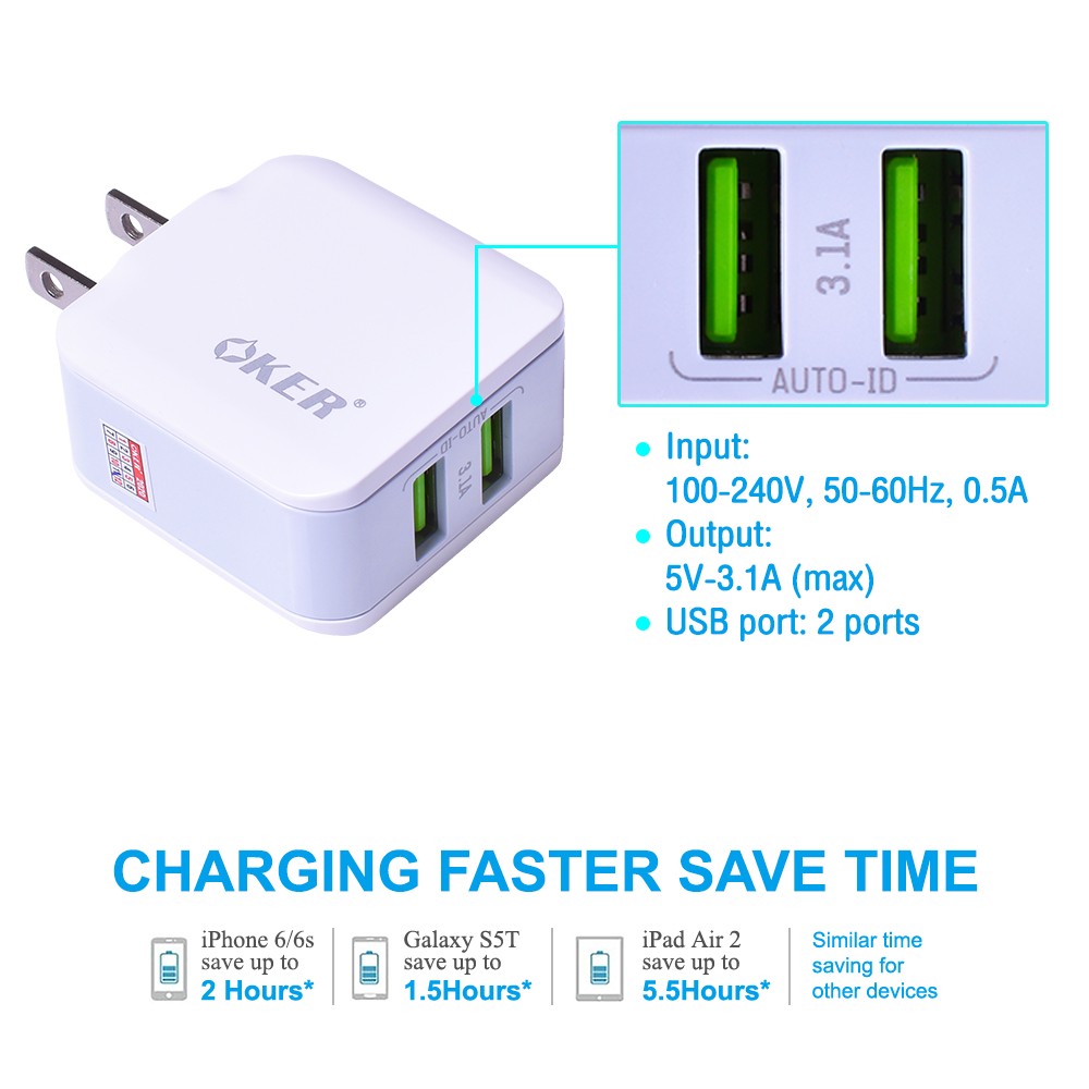 Oker CHARGER UC-232 USB AUTO-ID COMPATIBLE