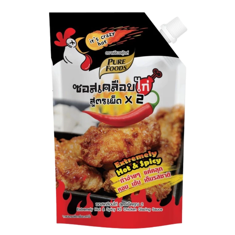 ซอสเคลือบไก่ สูตรเผ็ด x 2 ตรา เพียวฟู้ดส์ 1000 g. Pure Foods Extremely Hot & Spicy Chicken Glazing Sauce 1000 g. (05-9324)