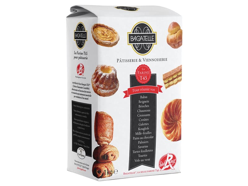 Bagatelle T45 Label Rouge flour 1 KG. แป้งฝรั่งเศสสำหรับขนมใช้ยีสต์ เพสตรี้ และครัวซอง (01-7331)