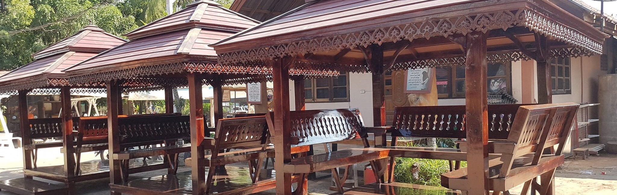 ( รหัส A2 ) ศาลา ไม้สัก สีเงา หลังตั้ง หลังคาสีขาว / ขนาด 2.00 x 2.00 x 3.00 เมตร