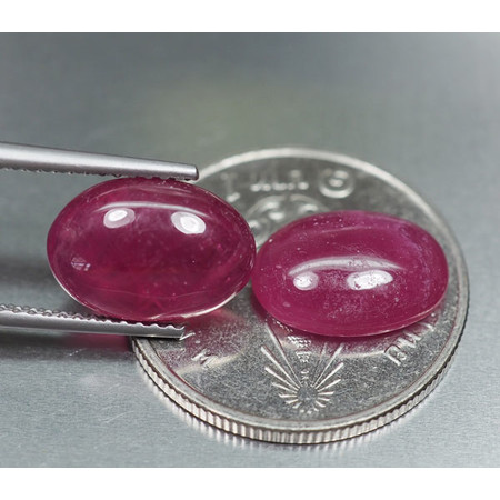 พลอยทับทิม (Ruby) 7.55 กะรัต 2 ชิ้นสีแดงชมพู