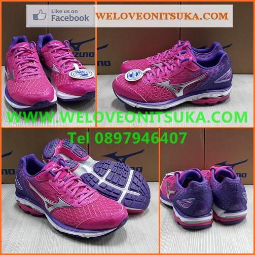 รองเท้าวิ่ง Mizuno Wave Rider19 สีชมพูไล่ม่วง รุ่นยอดนิยม สีสวยโดดเด่น ชัดเจน หนานุ่ม รองรับแรงกระแทกอย่างดี ลวดลายสวยงาม J1GD160603