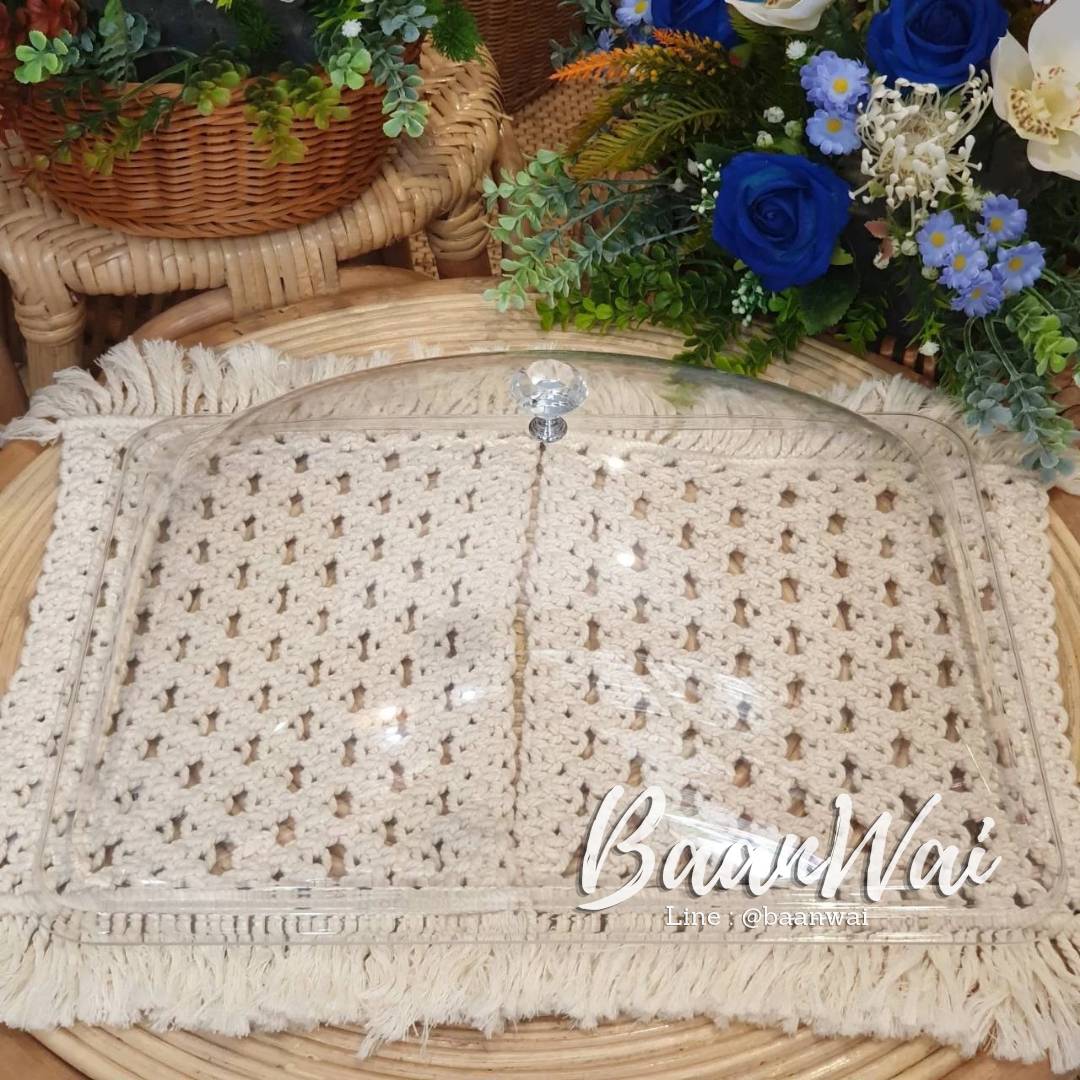 ถาดหวายเทียม ฝาครอบใส