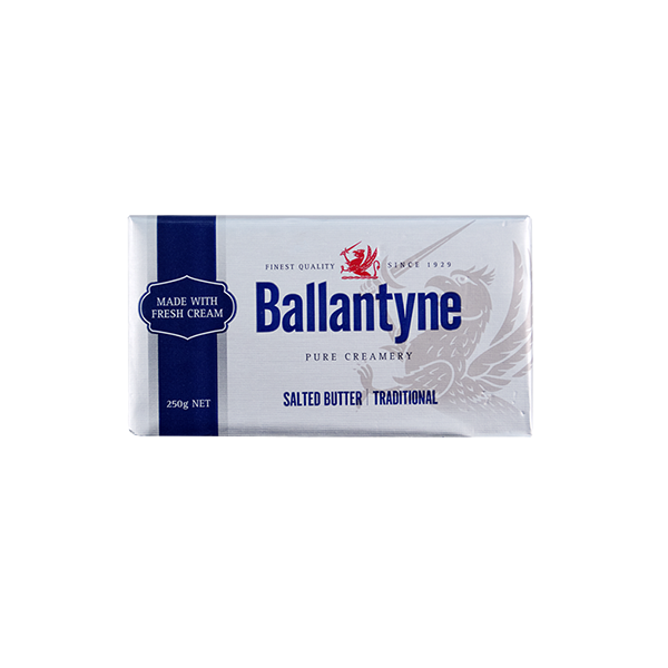 Ballantyne Butter Salted 250 g. เนยสด บัลเลนไทน์ ชนิดเค็ม 250 กรัม (02-8590)(สินค้าแช่เย็น)