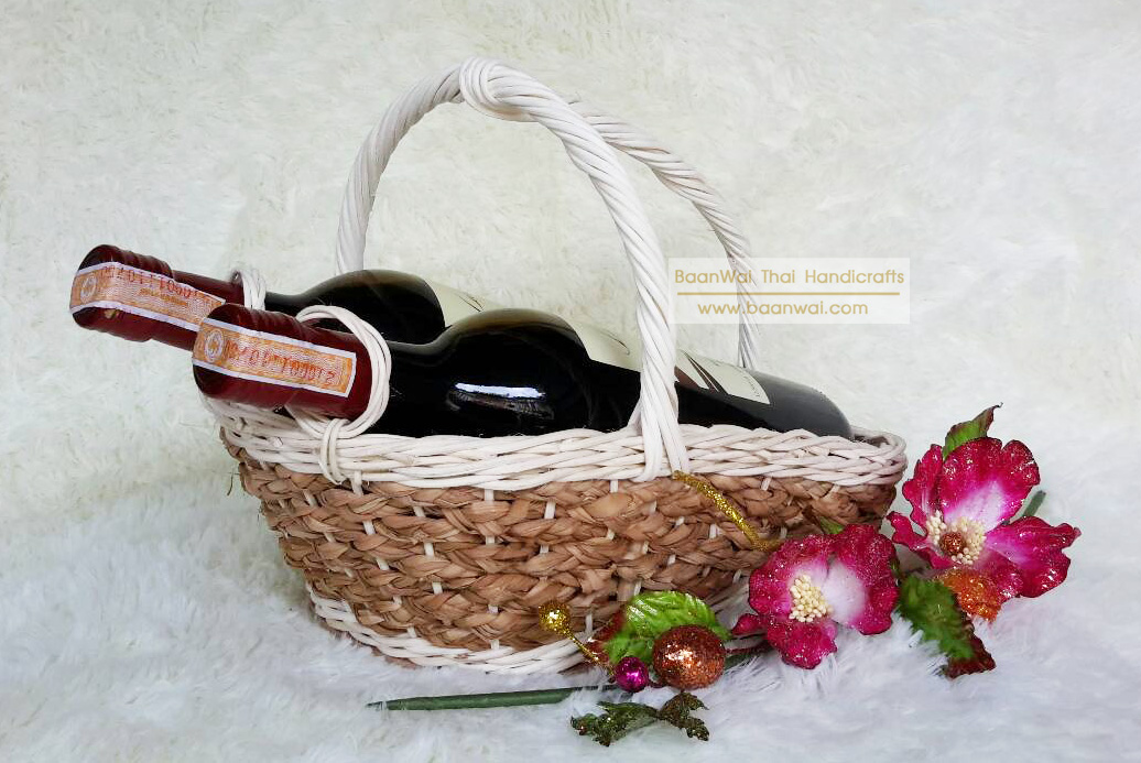 ตะกร้าหวายใส่ขวดไวน์ แบบ 2 ขวด