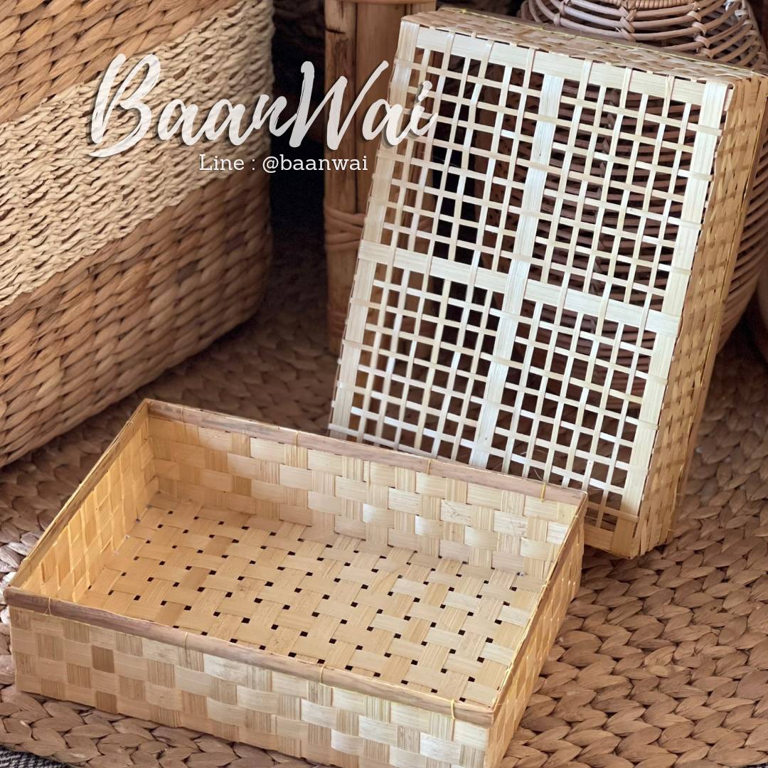 กล่องไม้ไผ่สาน ฝา 4 ช่อง