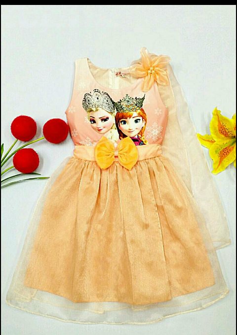 ชุดกระโปรง Frozen Anna +Elsa เจ้าหญิงอันนา+เอลซ่า สีโอรส (พร้อมส่ง) รหัสสินค้า#AE-A332 ไซส์ 2 4 6 8