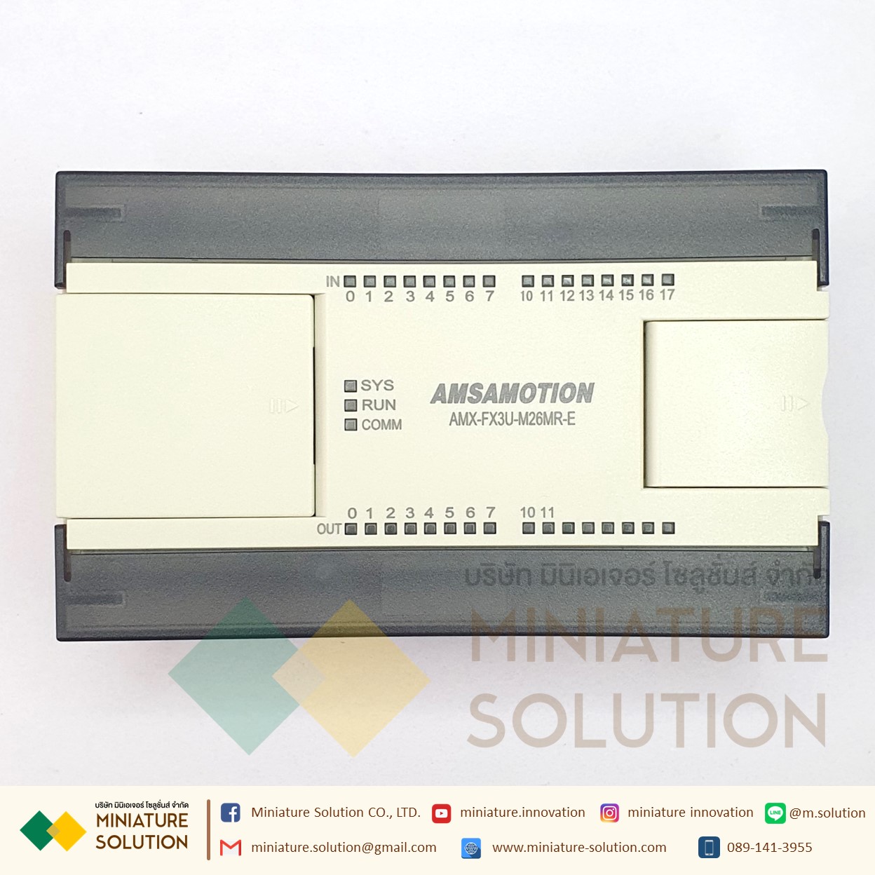 PLC AMSAMOTION AMX-FX3U-M26MR-E รีเลย์ ต่อ expansion โมดูลเพิ่มได้ 16DI/10DO, 2AI/2AO พอร์ต Ethernet ในตัว [AMX-FX3U-M26MR-E]