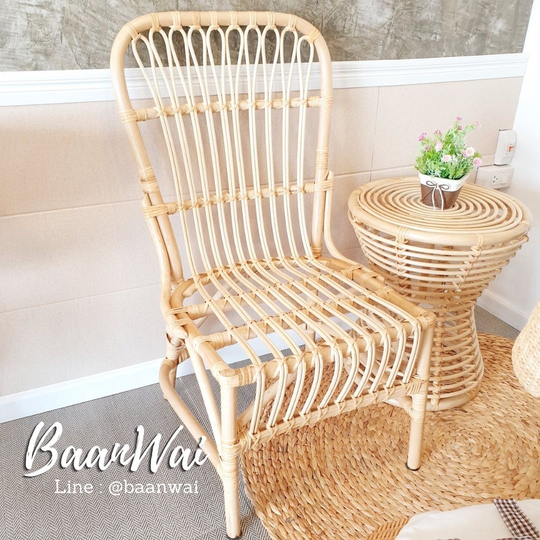 โต๊ะหวาย โต๊ะหวายวินเทจ เก้าอี้หวาย ชุดรับแขกหวาย rattan table set