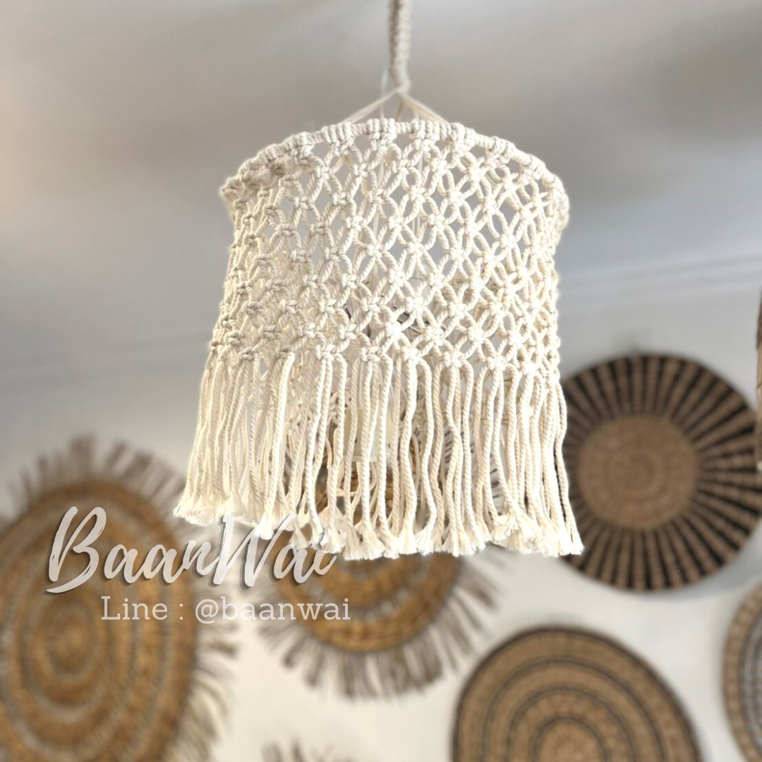 Macrame โคมไฟเชือกCotton โคมไฟเชือกถัก แบบที่1...