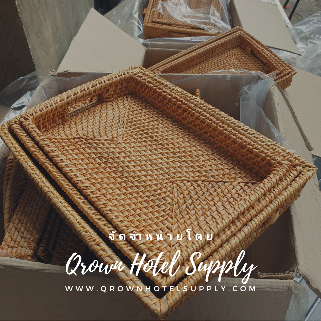 ถาดหวายสาน ทรงเหลี่ยม