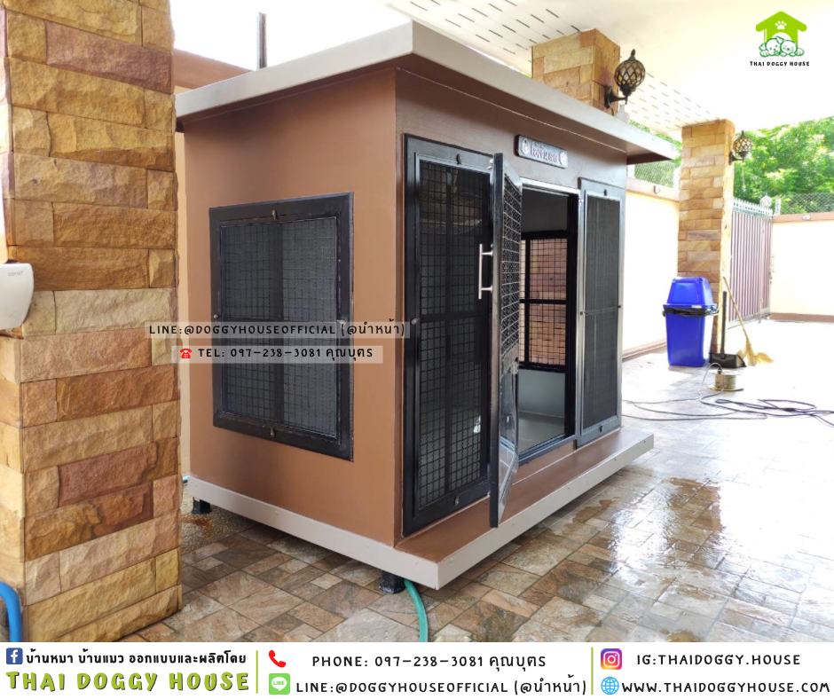 🏡บ้านหมา ติดพัดลม มีมุ้งลวด แบบบ้าน 𝐁𝐎𝐗 𝐒𝐓𝐘𝐋𝐄✨