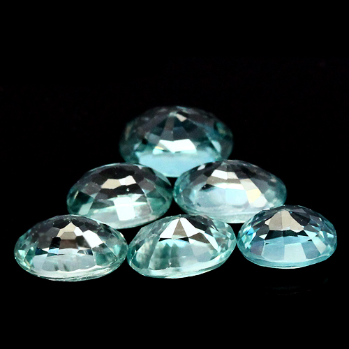 เพทายสีฟ้าทะเล (Zircon) 6.40 กะรัต 9 ชิ้น