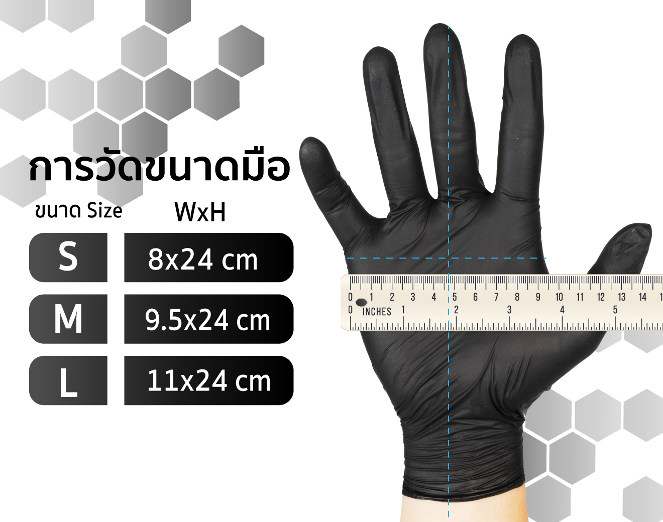 ถุงมือไนไตร Cleanguard สีดำ ใช้ในอาหาร สินค้าดี ราคาถูก (บรรจุ 50ชิ้น/กล่อง) ไซต์ S / M / L