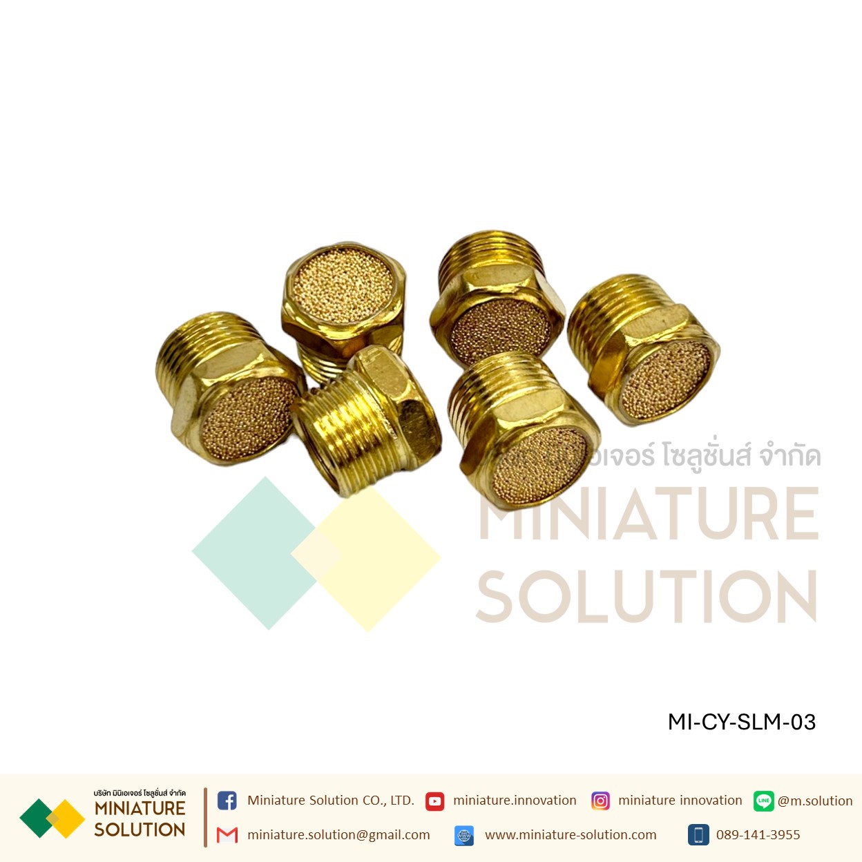 ข้อต่อลม Silencer เก็บเสียง / Muffler หลายขนาด ขนาด SLM-M5, 1, 2, 3, 4, 6, (mm) 1,1.2,1.5 ,2 (inch) (SLM-01/02/03/04/M5)