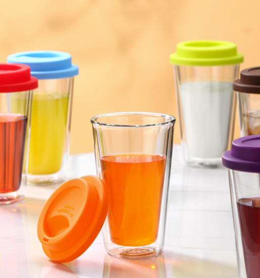 แก้ว2ชั้น,แก้วใส,แก้วสองชั้น350ml,แก้วฝาปิดซิลิโคน