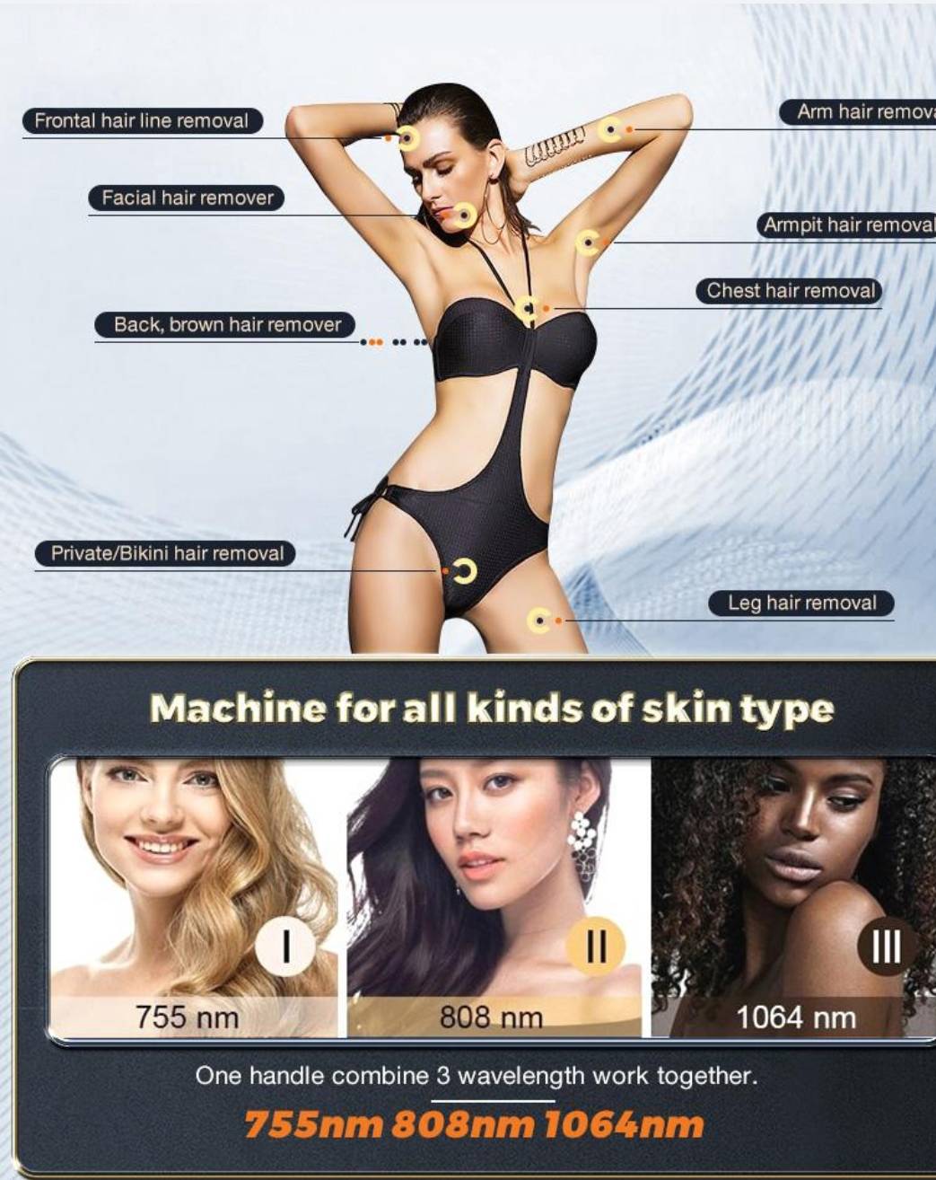 Diode Laser Germany bars 808 เครื่องกำจัดขนไดโอดเลเซอร์ 2022