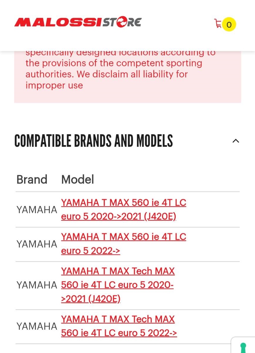 ท่ออากาศ สีแดง Malossi สำหรับ Tmax 560 2020+ airflow ลิ้นเร่ง