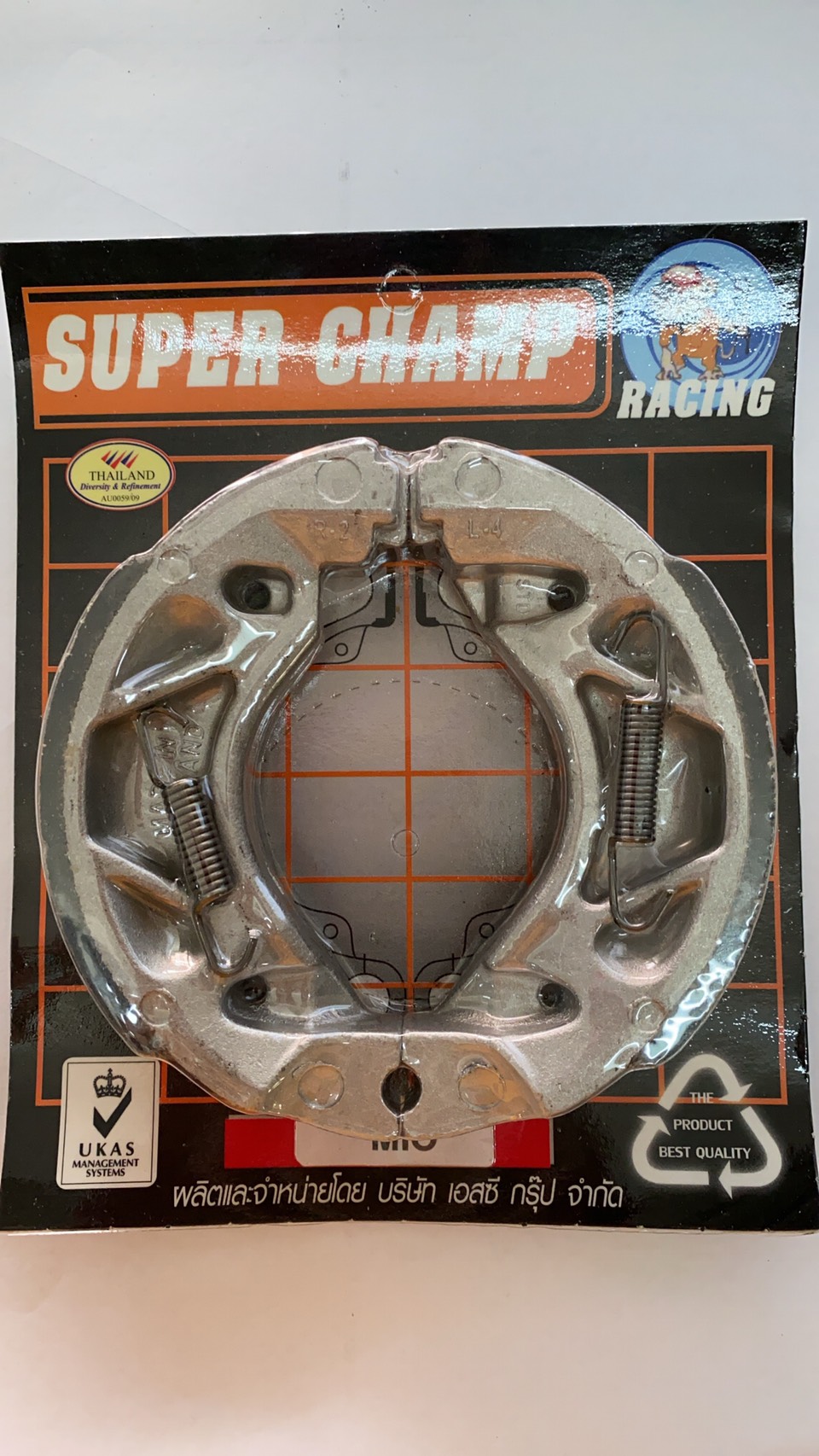 อะไหล่เทียบ ผ้าเบรคหลัง super champ สำหรับ MIO FINO SKU-05637