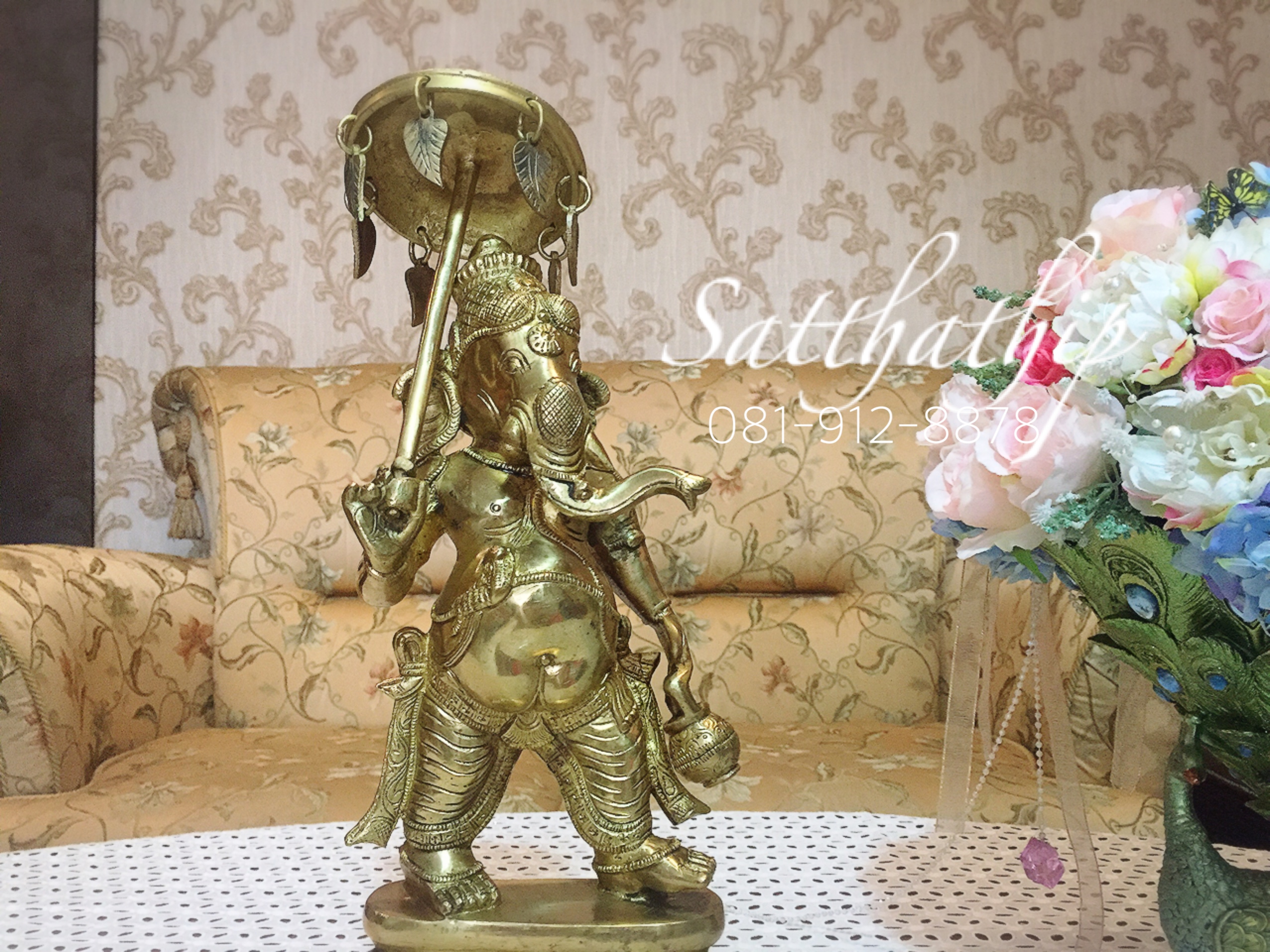 พระพิฆเนศปางนารทคเณศ (ทองเหลือง) ผลิตและนำเข้าจากอินเดีย - Ganesha: Lord of Success