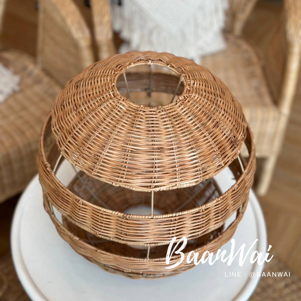 โคมไฟหวาย ทรงกลม สไตล์มินิมอล ขนาด 40 * 40 cm