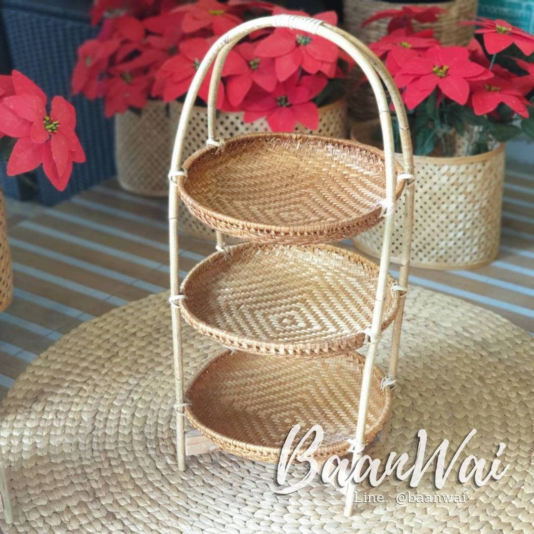 ชั้นวางไม้ไผ่ ก้นแบน