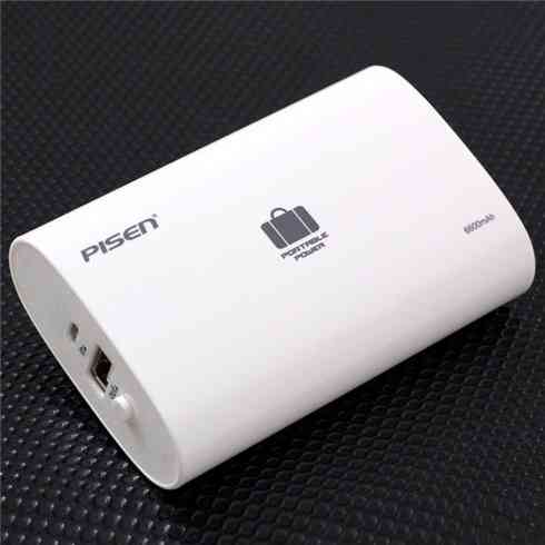 PISEN แบตสำรองแท้ 6,600 mAh พาวเวอร์แบงค์ USB 5V-2A Portable Power รุ่น TS-UC025 ปุ่มสวิตซืเปิด-ปิด ไฟฉาย LED แสดงสถานะพลังงาน เก็บประจุเต็มที่ได้ยาวนาน รูปทรงโค้งมน ขนาดกระทัดรัดจับถนัดกระชับมือ - สีขาว