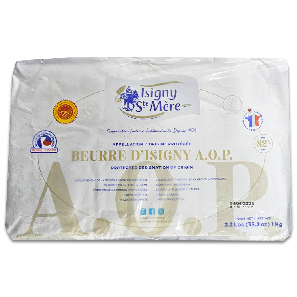 เนยครัวซองต์ Beurre D' Isigny AOP Dry Butter เนยสำหรับทำครัวซอง/เพสตรี้ ขนาด 1 กก. (05-7020)(สินค้าแช่เย็น)