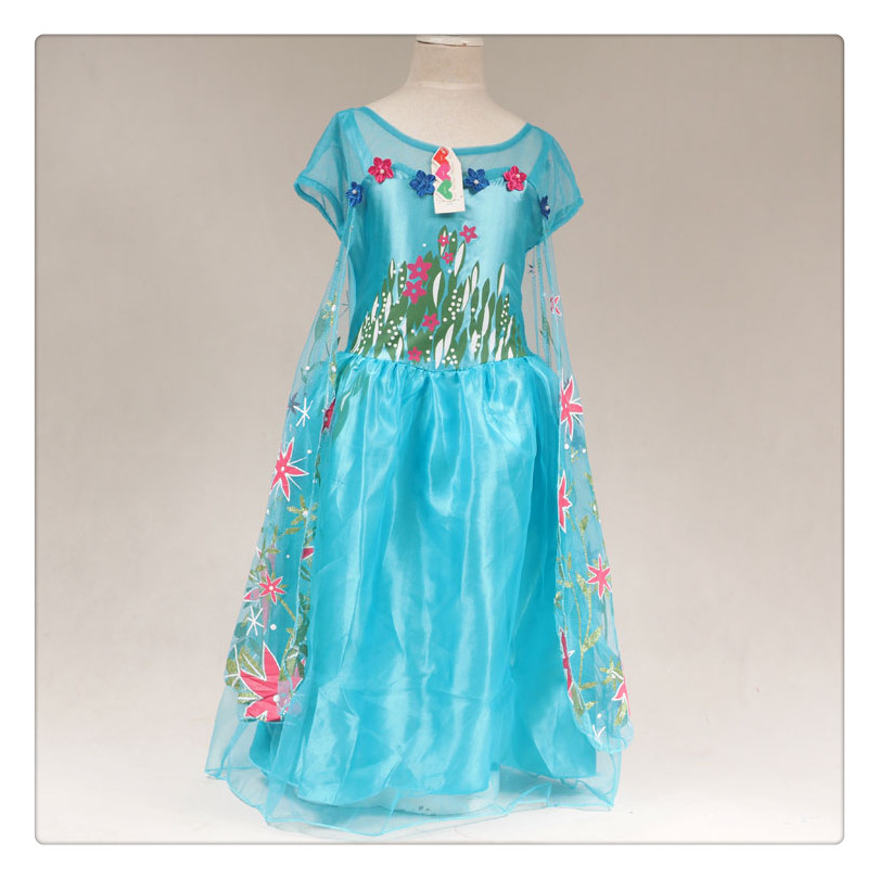 ชุดเจ้าหญิงเอลซ่าลายดอกไม้ (ส่งฟรี)Frozen fever รหัสสินค้า Frozen fever 001 ไซส์ 120 130