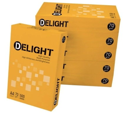 Delight กระดาษถ่ายเอกสาร 70 แกรม ขนาด A4 500 แผ่น สีขาว